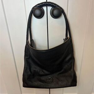 Black Leather Tory Burch Bag
